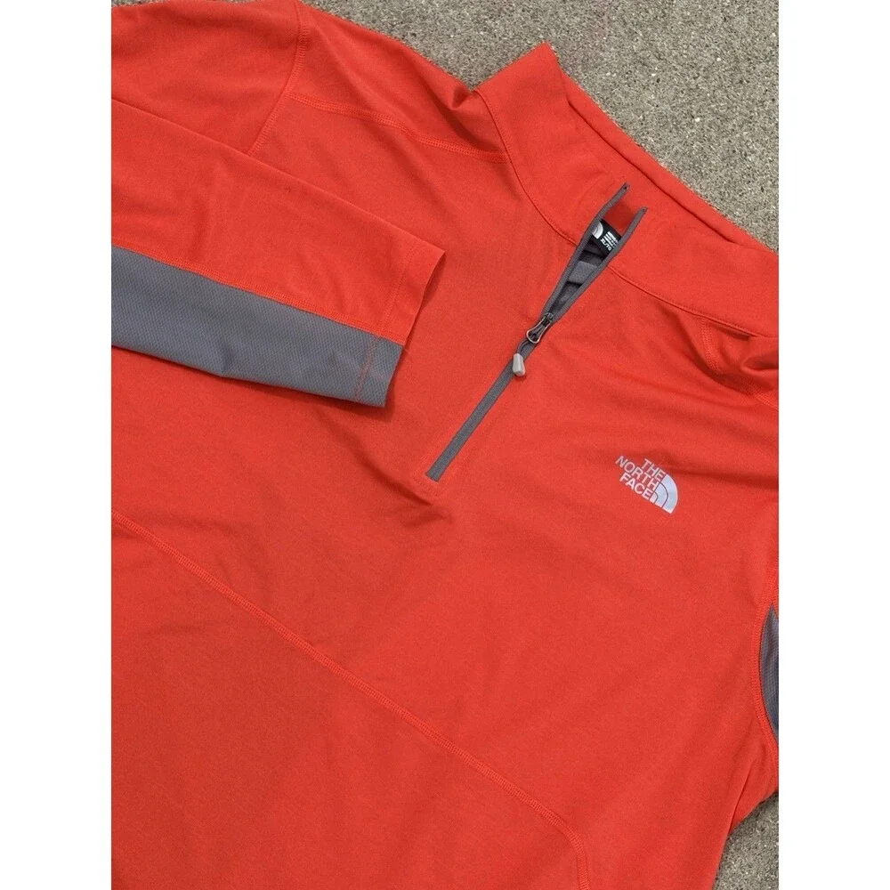 The North Face Pullover Men's XL Orange 1/4 Zip Performance Running Long Sleeve